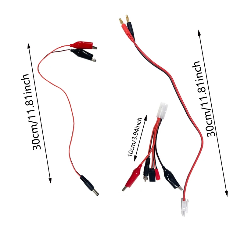 RC Balance Charger Deans T Plug XT60 Tamiya Connector Cable Set with Glow/Crocodile Clamp/Clip/JST/Futaba Plug