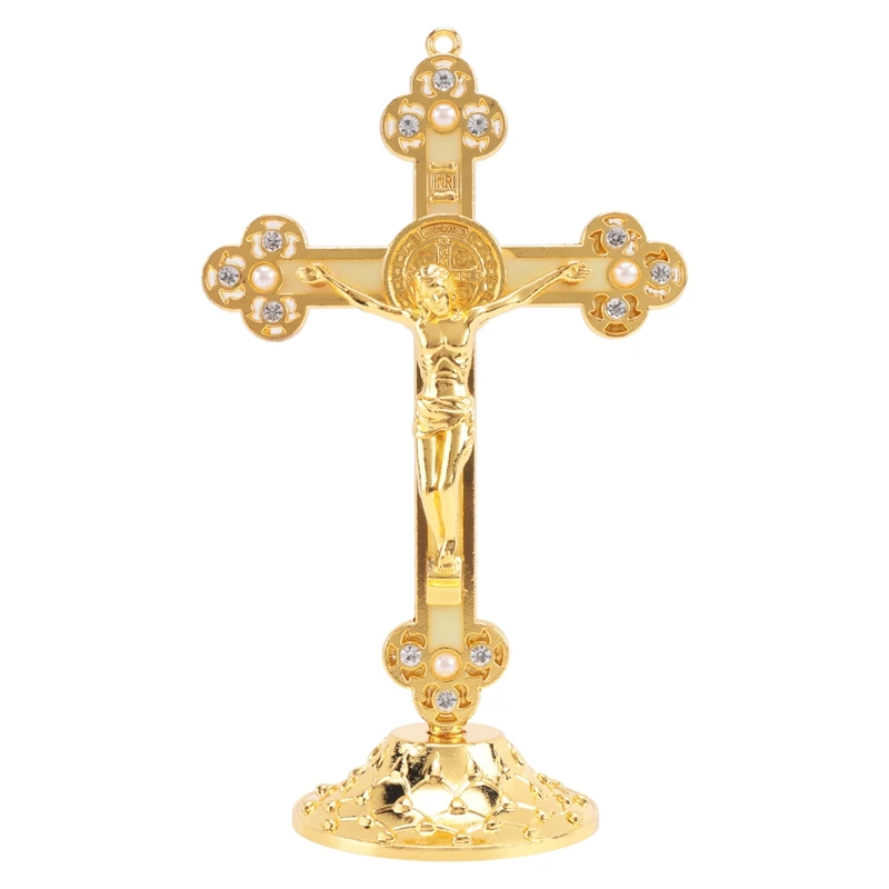 ABKO-Standing Crucifix With Base Alloy Cross For Home Chapel Decoration And Religious Gifts