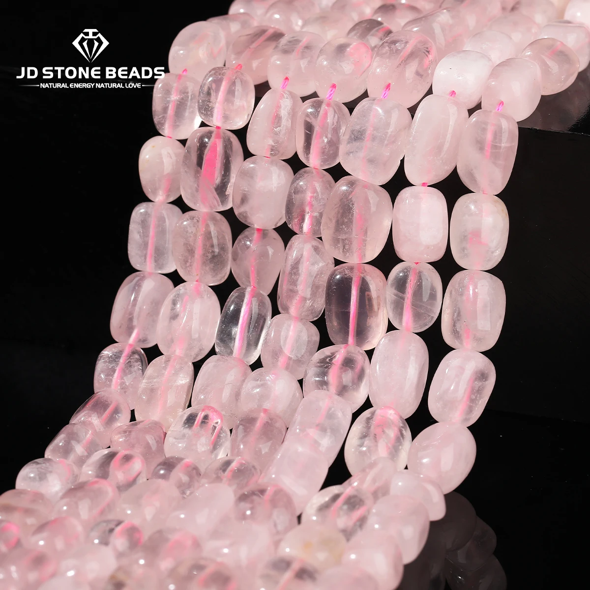 

Natural Stone Pink Quartz Square Irregular Shape Beads Polised Loose Crystal for Jewelry Making DIY Necklace Bracelet Accessory