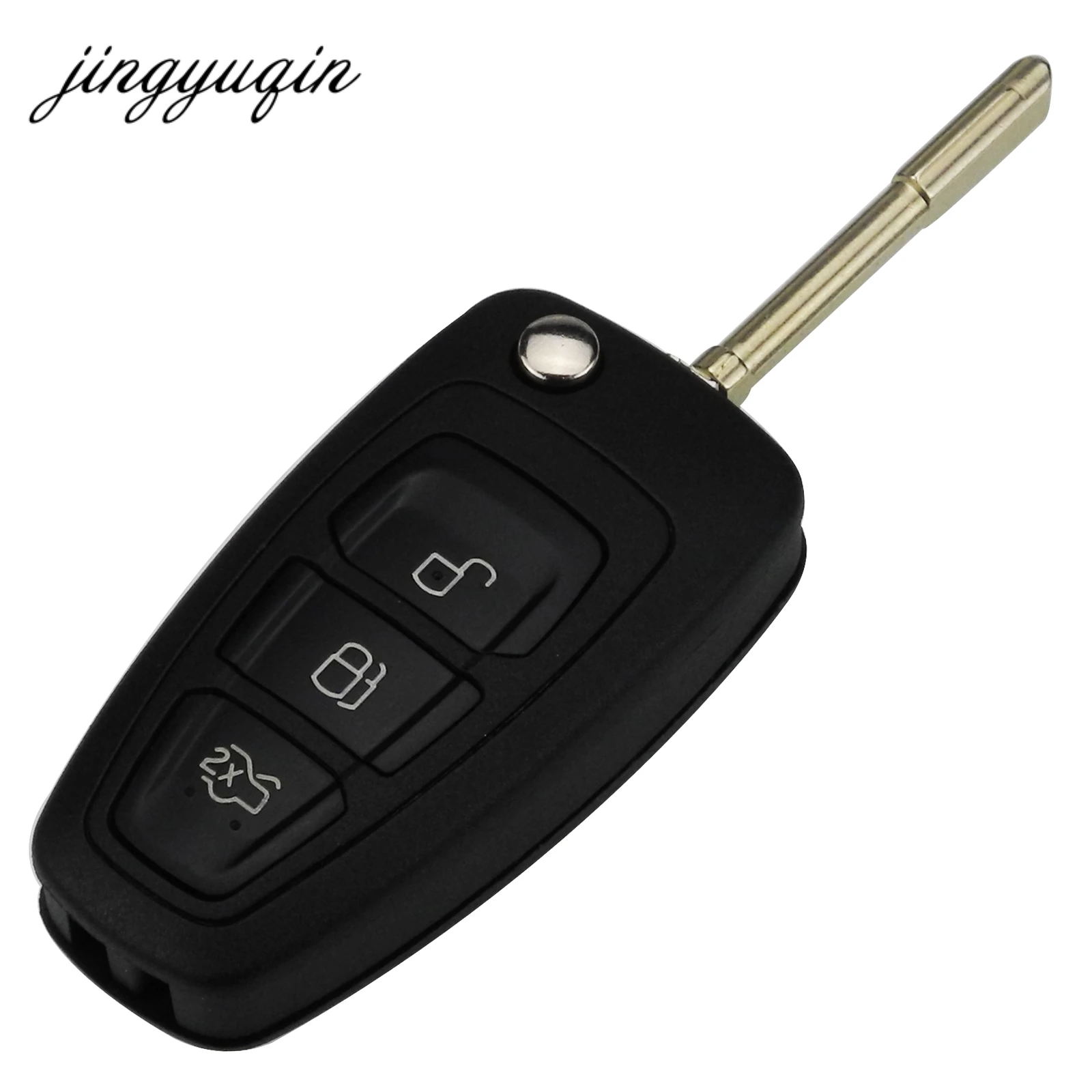 Jingyuqin 10pcs 3 Buttons Flip key Folding car Remote Key Shell For Ford Focus 3 Fiesta connect mondeo c max HU101 F021 Blade