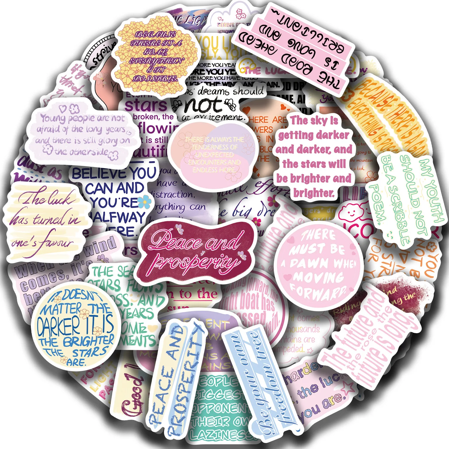 50PCS Motivational Stickers Aesthetic Decals For Phone Laptop Suitcase Notebook Skateboard Waterproof Stickers