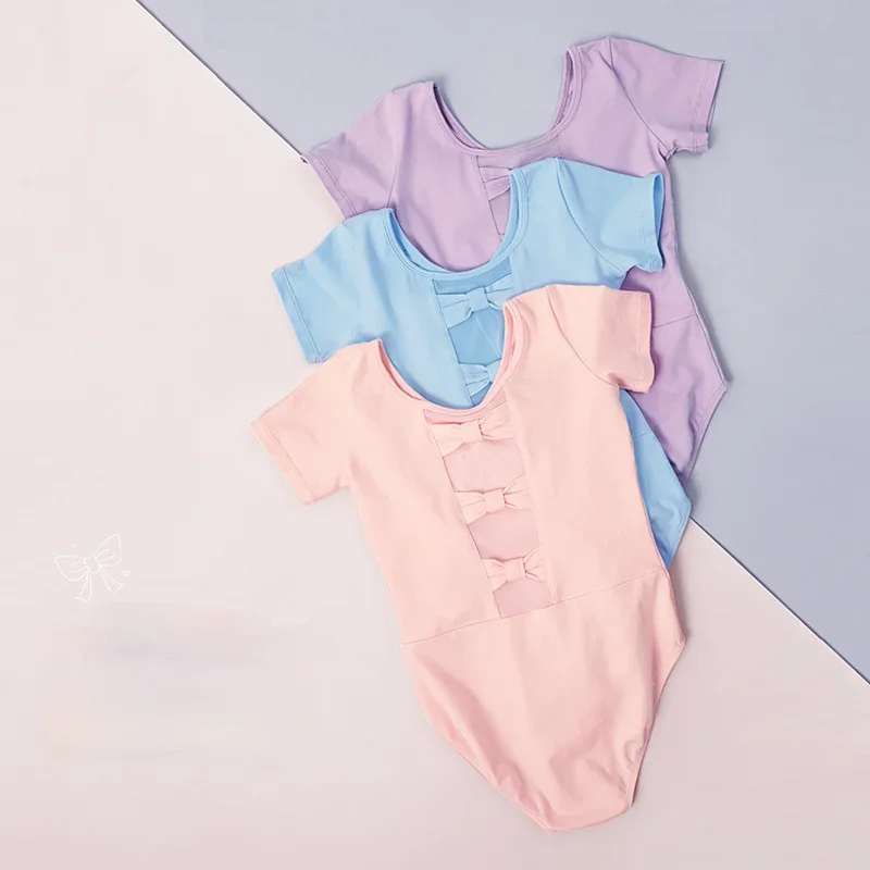 Body dziecięce z krótkim rękawem do ćwiczeń baletowych, strój gimnastyczny dla dziewczynek, trykoty taneczne, kostiumy baletowe na scenę.