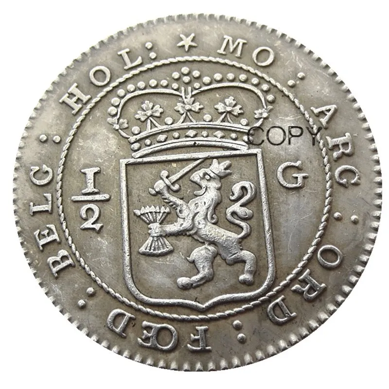 Netherlands East Indies 1802 1/2 Gulden Silver Plated Copy Coin