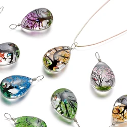 5pcs/lot 18.5*34mm Crystal Glass Real Dried Flower Water Droplet Pendants for DIY Handmade Jewelry Bracelet Necklace Accessories