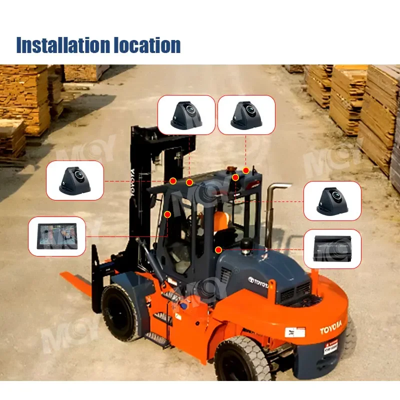 Full HD AHD 1080p 3D Bird View Warehouse Forklift Truck AI BSD 360 Degree Car Backup Camera System