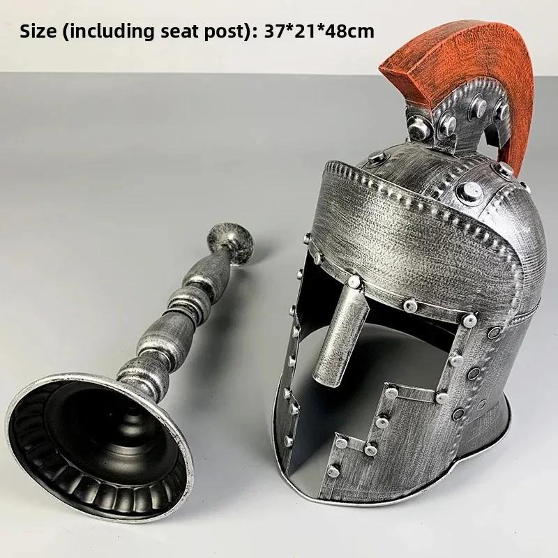 European Helmet Model Ornaments Spartan Warrior Armor Decor Roman Soldier Medieval Knight Helmet for Gifts Home Bar Decoration - view 4