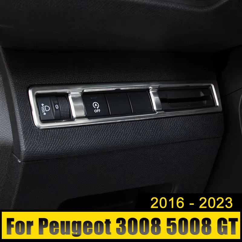 

For Peugeot 3008 5008 GT 2016 2017 2018 2019 2020 2021 2022 2023 Hybrid Car Headlight Adjustment Knob Switch Cover Trim Sticker