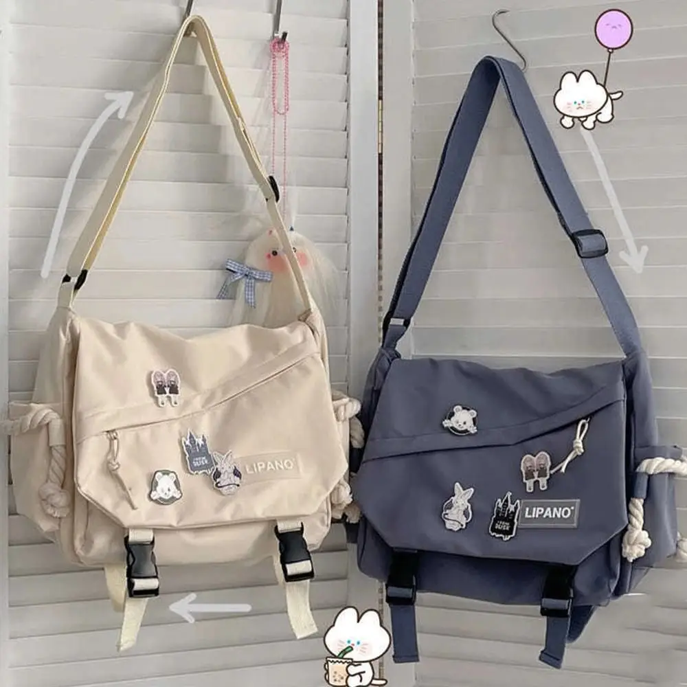 com crachá meninas saco de livro unisex estilo japonês bolsas estilo preppy sacos de ombro estudante currículo sacos saco do mensageiro