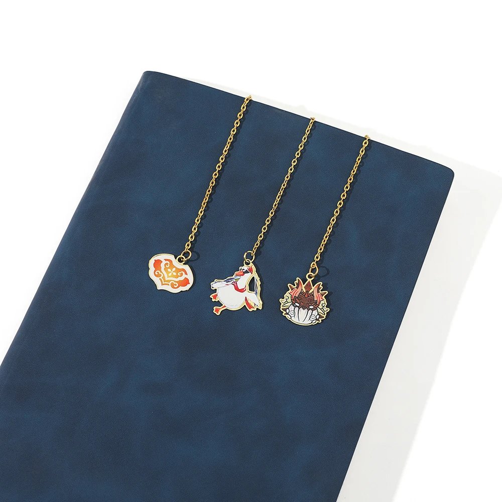 Anime Game Genshin Impact Classical Style Chain Bookmark Yun Jin Zhongli Hollow Out Collectible Bookmark Gifts for Read Lover