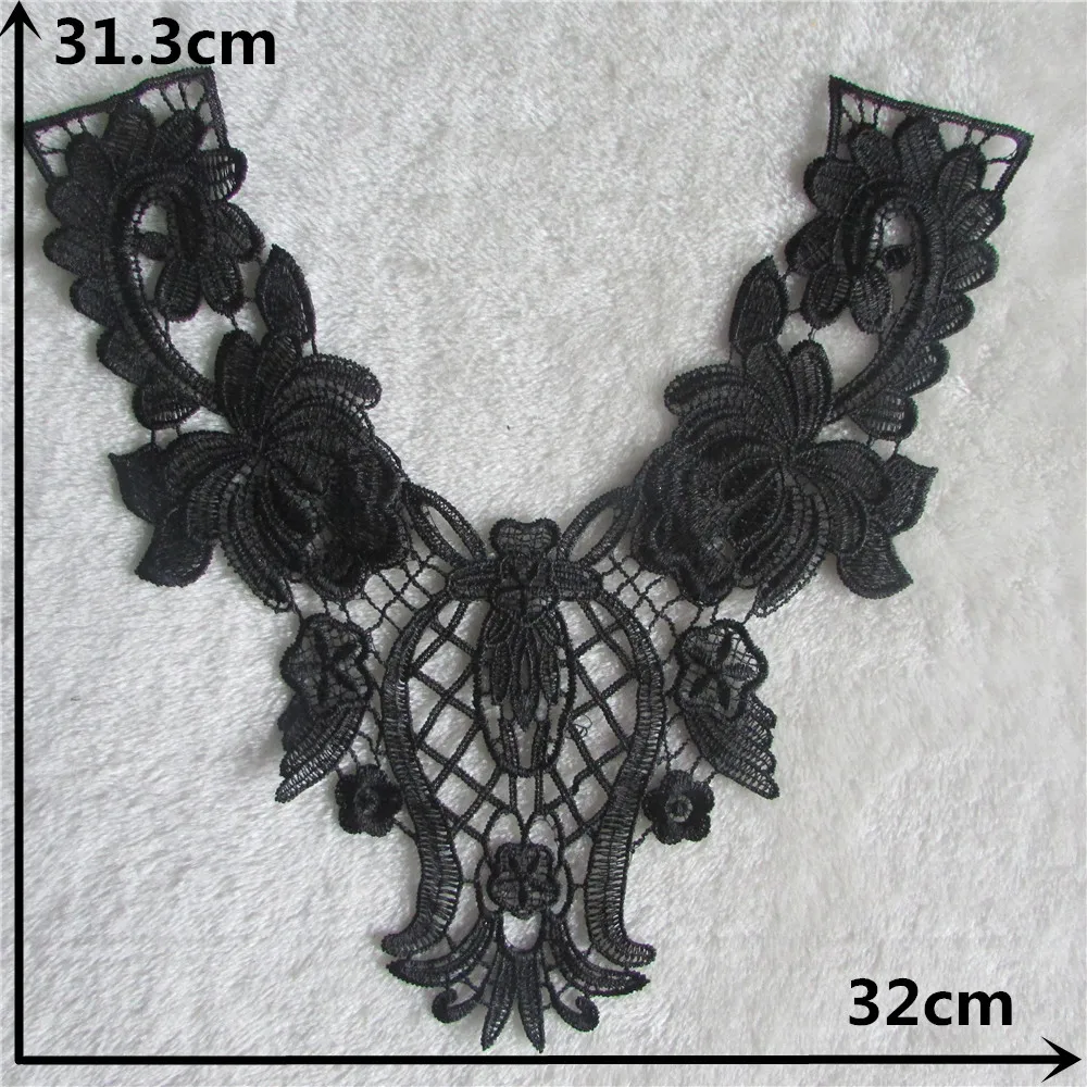 Black and white lace fake collar embroidery ladies chest applique sewing DIY supplies material accessories 1 piece for sale