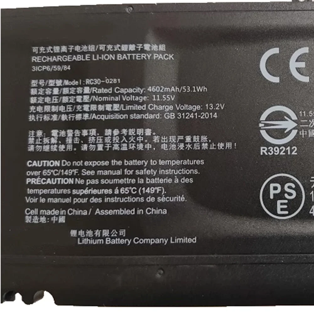 11.55V 53.1WH RC30-0281 Original Laptop Battery for Razer Blade Stealth 13 2018 2019 GTX 1650 Max-Q RZ09-03102E52-R3U1 RZ09-0281