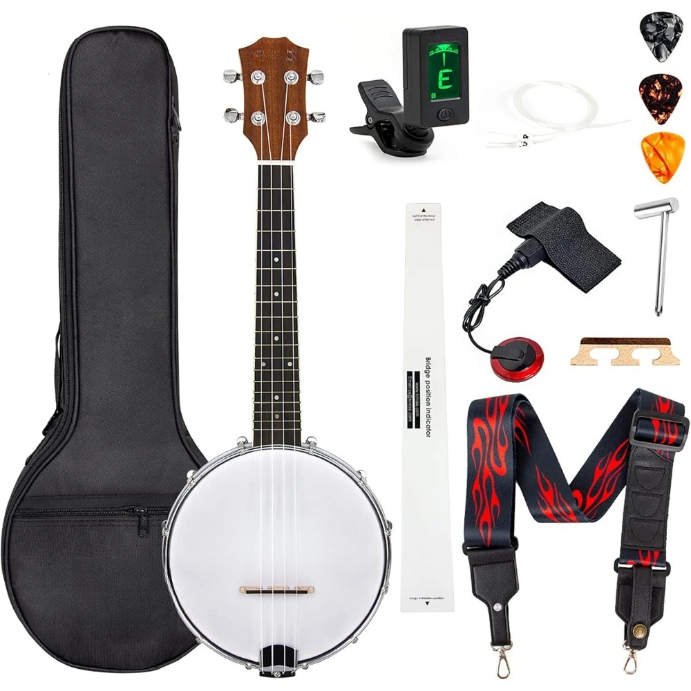 

23 Inch Banjo Instrument, Concert Size , with Bag Tuner Strap Strings, for Adult Beginner Banjo