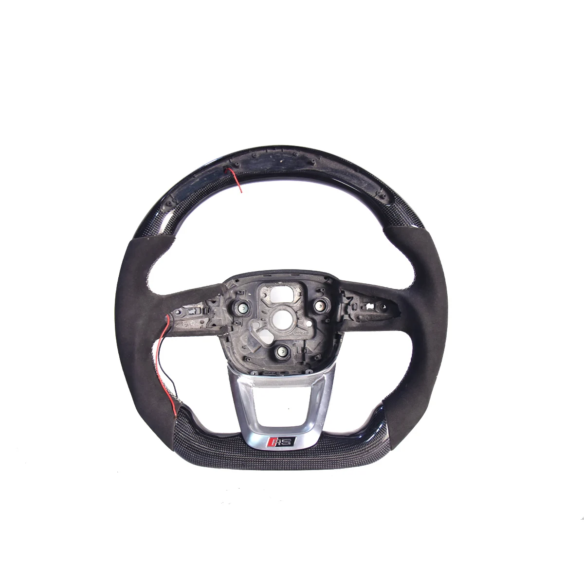 For Audi C6 C8 B9.5 Q3 Q5 Q7 Q8 A3 A4 A6L A8L RS3 Forged Carbon Fiber LED Steering Wheel  Suede Peach Wood Modification