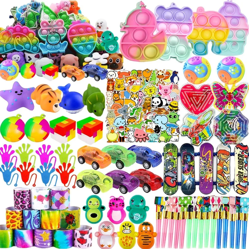 

118 Pcs Party Favors for Kids, Pop Fidget Treasure Box Toys for Classroom, Prizes for Kids Classroom, Goodie Bag Stuffers