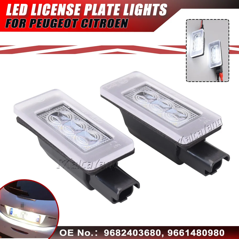 Car LED License Plate Number Light For Citroen C5 III For Peugeot 207 CC 308 MK2 2008 208 with Built-in Canbus Controller