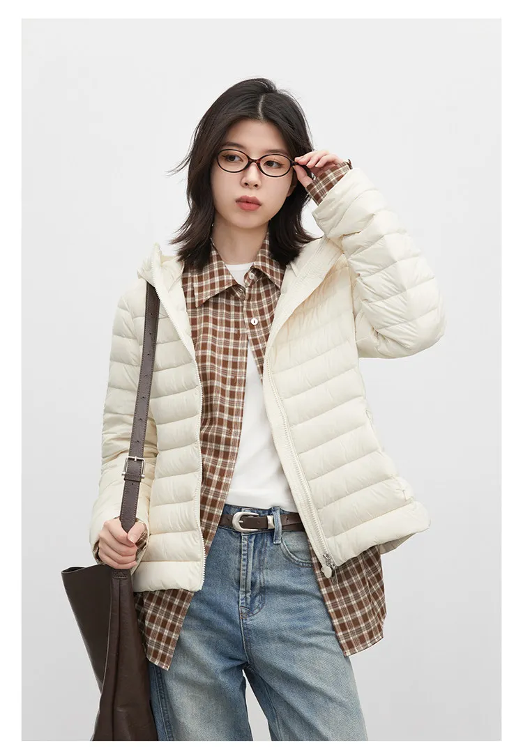 CHIC VEN Women's Down Coats Solid Hooded Female 90 White Down Jacket Slim Lightweight Warm Casual Overcoat Autumn Winter 2026