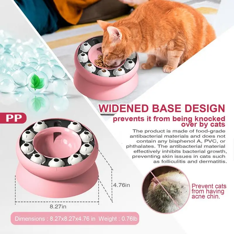 Powolny karmnik dla kota Podwyższony i tytanowany karmnik dla kota Naczynie na karmę dla kota do zdrowego jedzenia Zapobiega zmierzeniu kota