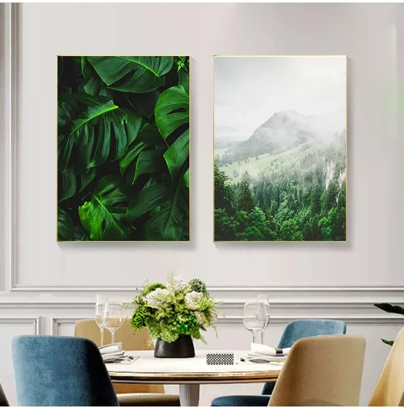 Green Forest Leaves Fog Mountain Quotes Posters and Prints Wall Arts Print Artwork Canvas Painting Wall Art Home Decor