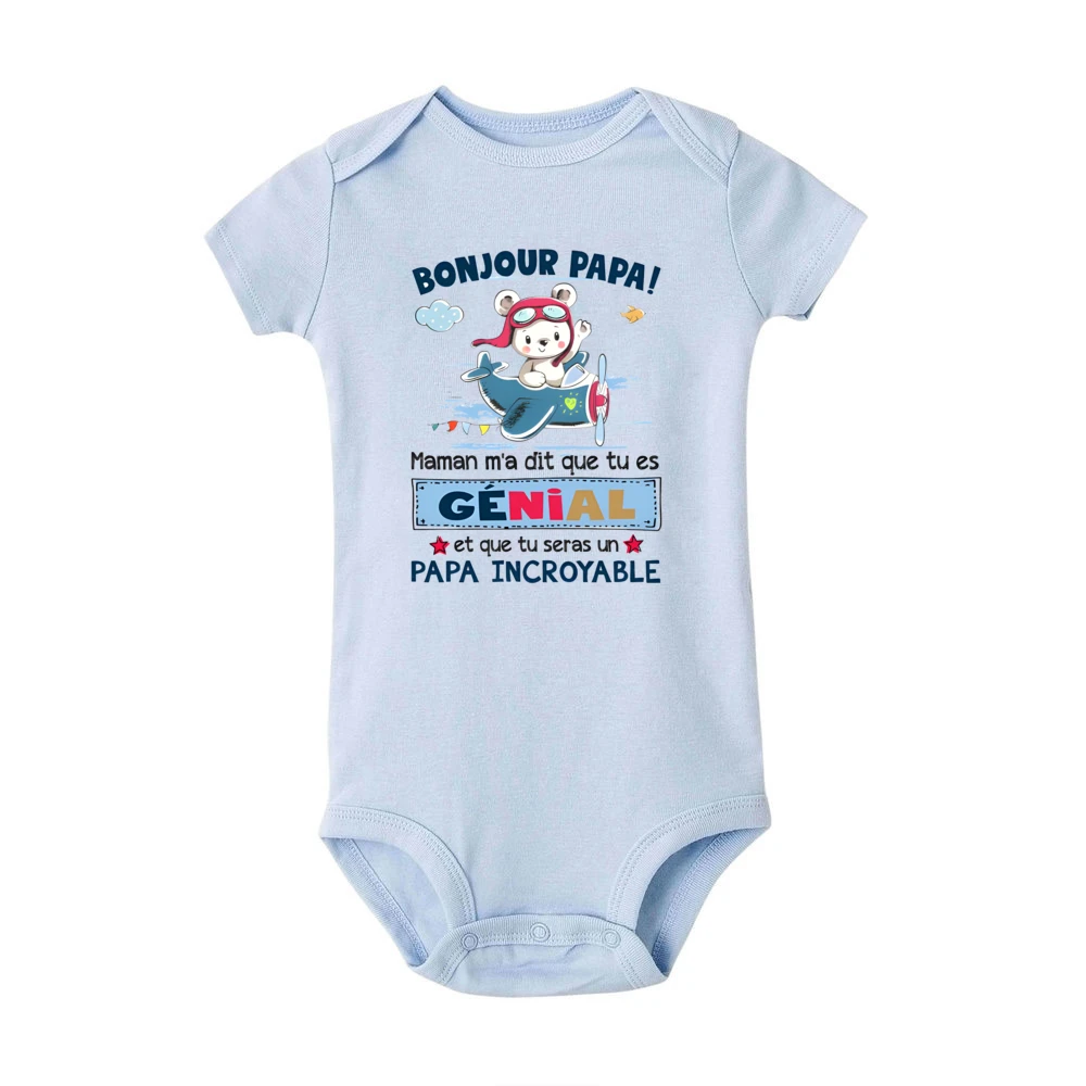 Hello Papa I Can\'t Wait To Meet You Printed Baby Bodysuit Pregnancy Announcement Infant Jumpsuits Newborn Short Sleeve Romper