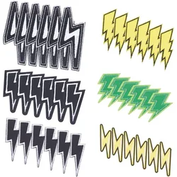 36PCS Lightning Iron On Patch 6 Style Sew On Appliques Black Green Lightning Bolt Polyester Computerized Embroidery Patches