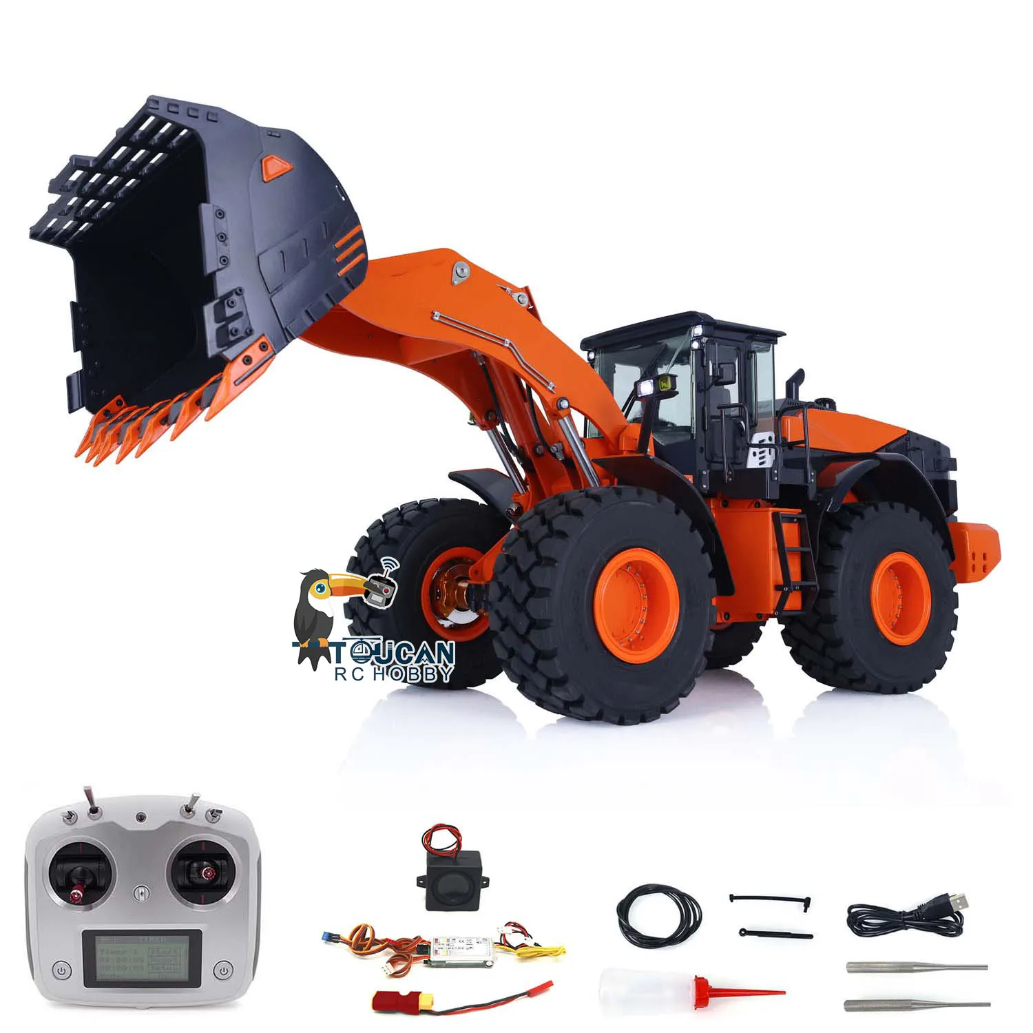 1/14 JDMODEL 198 ZW370 RC Hydraulic Loader Electric Construction Cars Models With Light 201 Sound System Assembled Toys TH22618