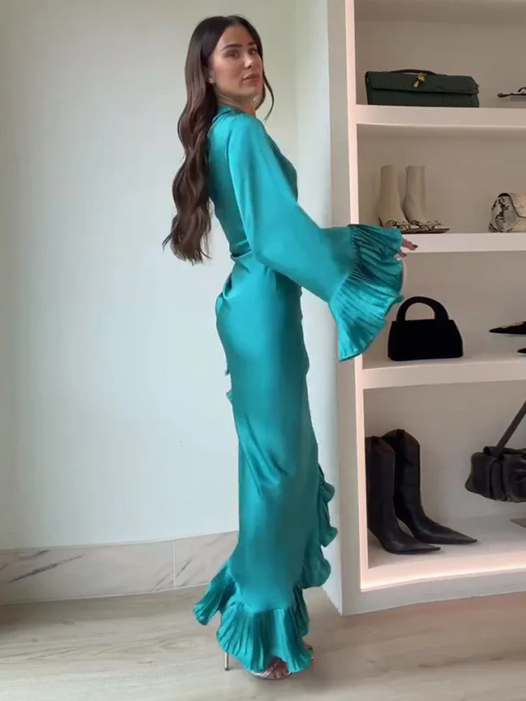 Robes de soirée asymétriques à volants pour femmes, à une épaule, manches longues, coupe ajustée, nouvelle collection printemps 2026
