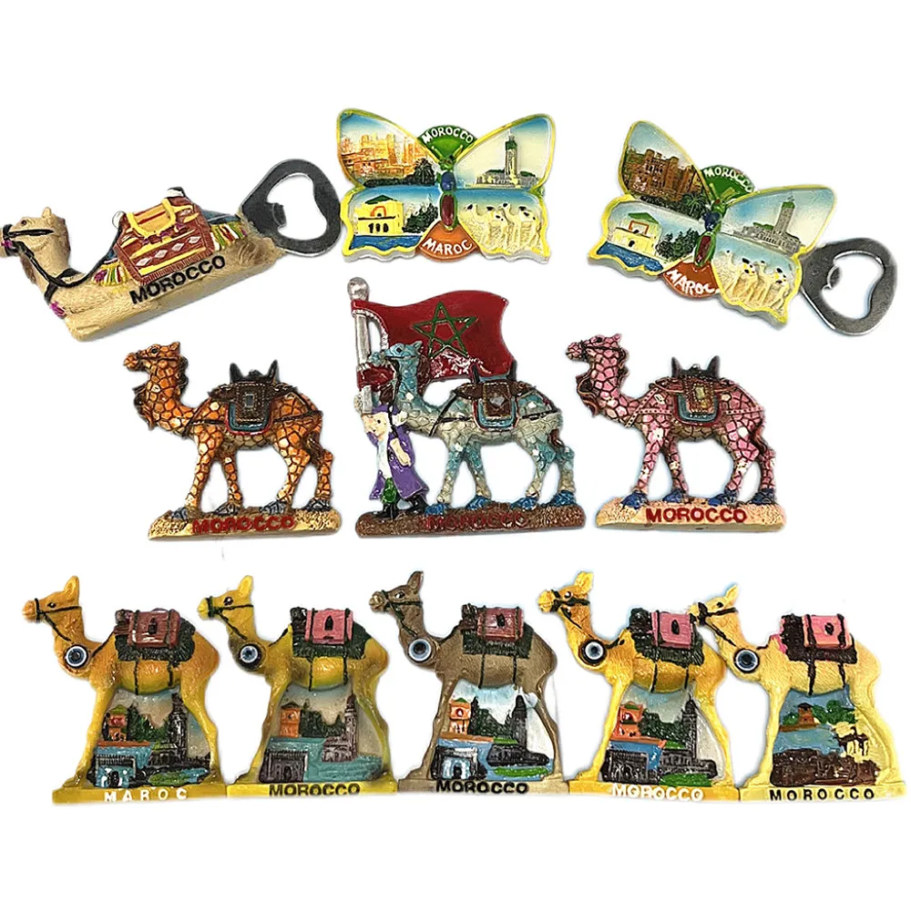 Morocco 3D Camel Bottle Opener Fridge Magnet, Resin Desert Souvenir, Gift & Collectible