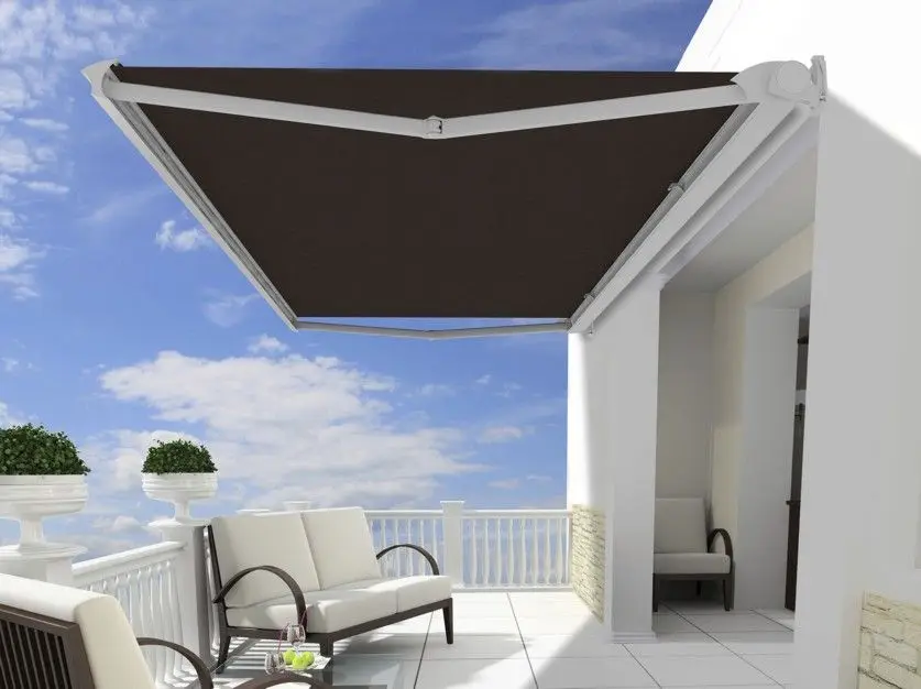 

Full Cassette Retractable Awnings for Garden Motorized Remote Control Awnings Waterproof Acrylic Sail Aluminum Frame Sun Shade