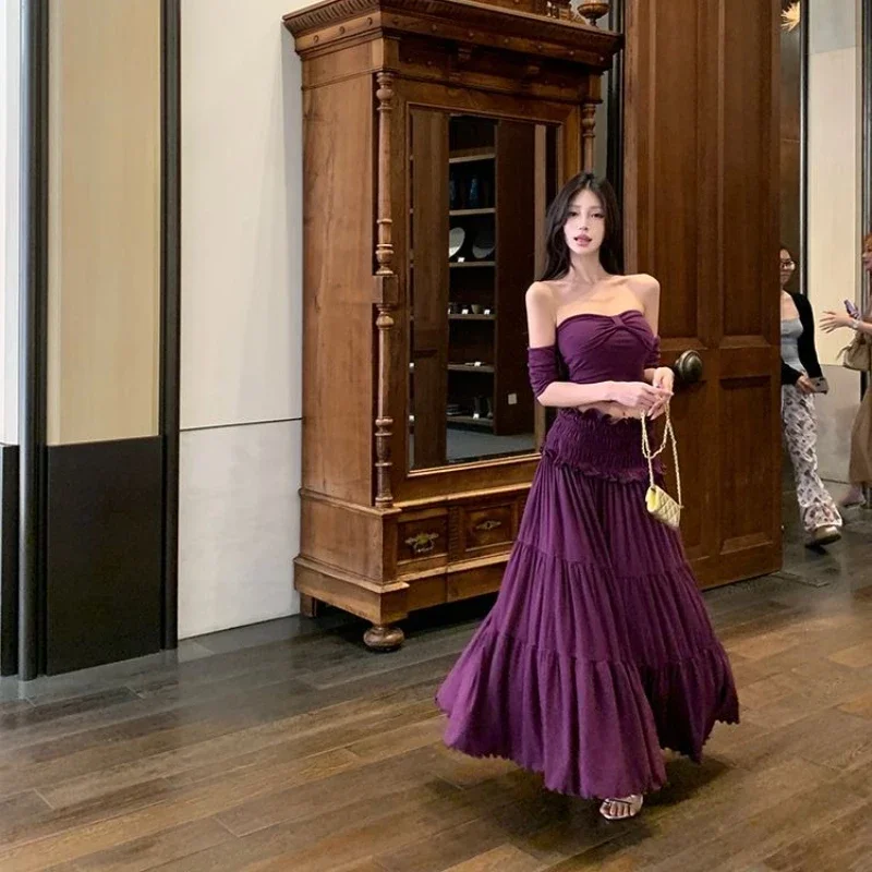 

Long 2 Pieces Skirt Sets for Women Maxi The New Function of Matching Jacket Luxury Designer Clothing Full Korea Woman Outfit