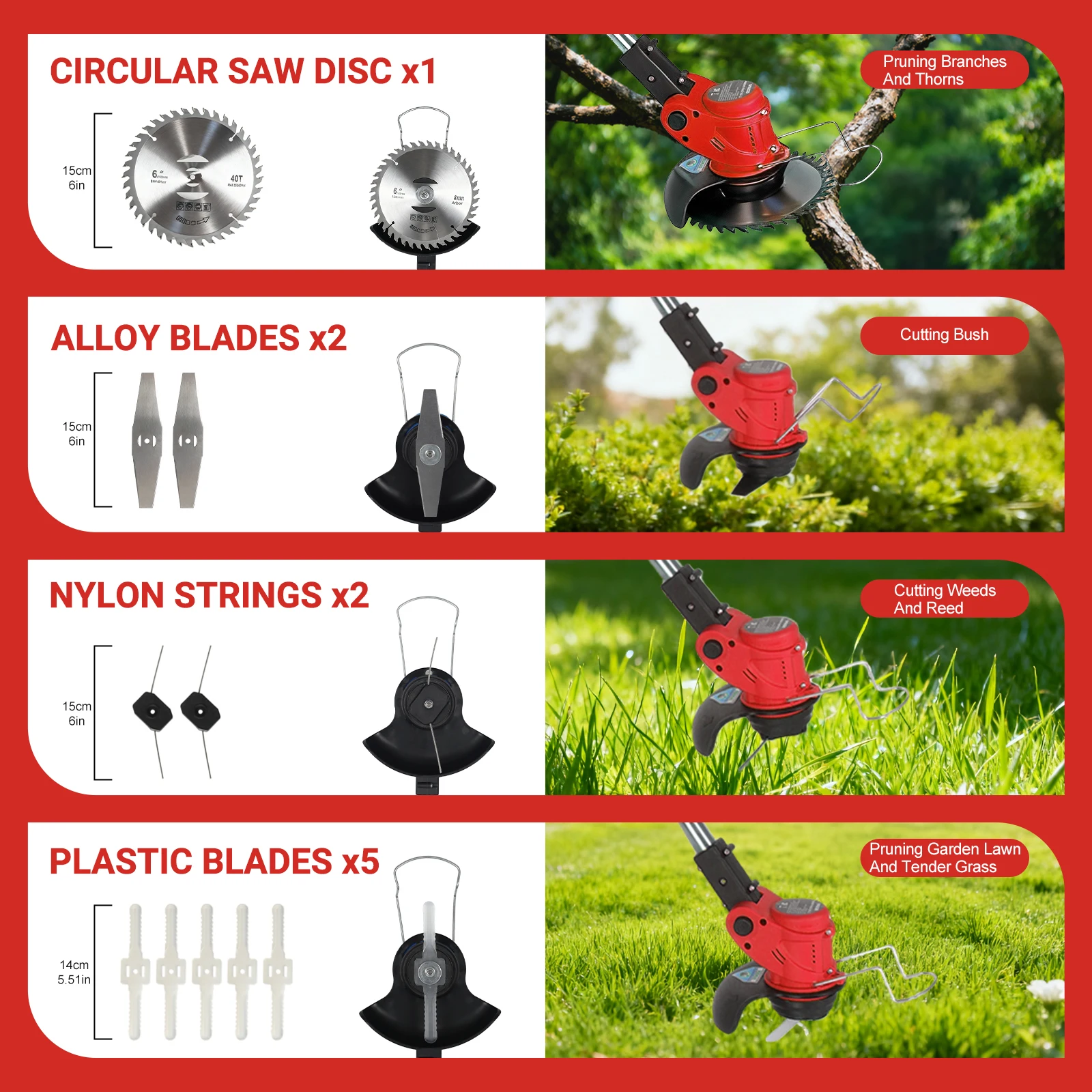 ماكينة تشذيب العشب اللاسلكية الاعشاب واكر جزازة العشب العشب المقلم شفرة فولاذية كربونية 2 بطاريات ليثيوم أيون تعمل بالطاقة و3 أنواع شفرة القطع