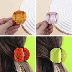 1pcs Funny Football Baseball Basketball Tennis Hair Claw Clip Fashion Sport Festival Hair Clips Accessories For Women Girls