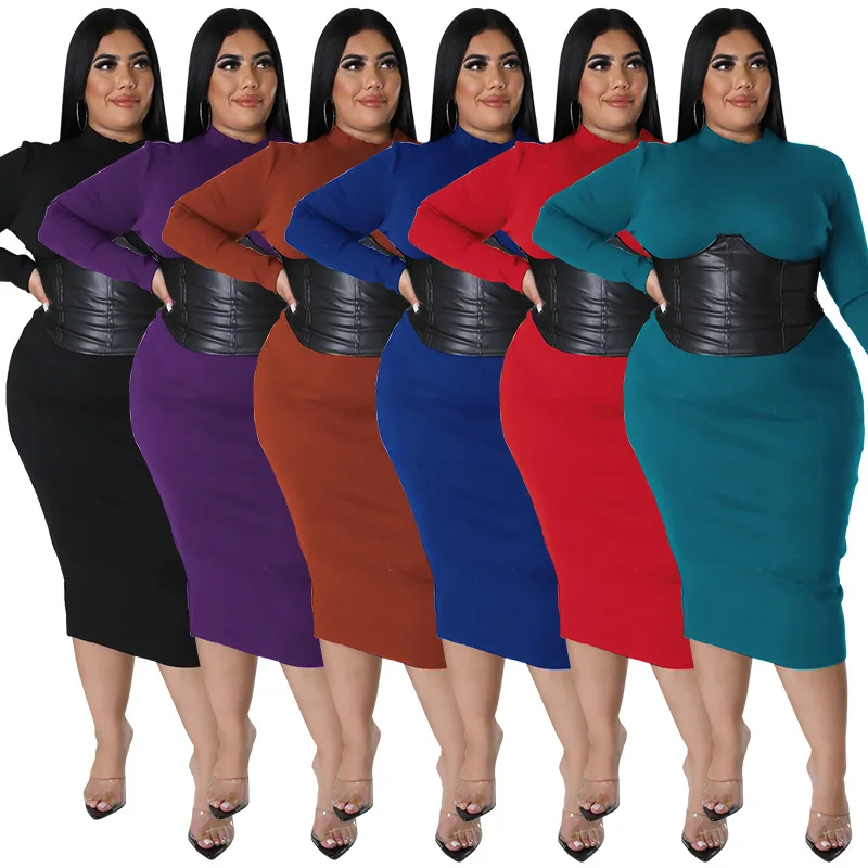 Hot-selling women's dress in autumn cheap zipper plus size one-step leather bump dress