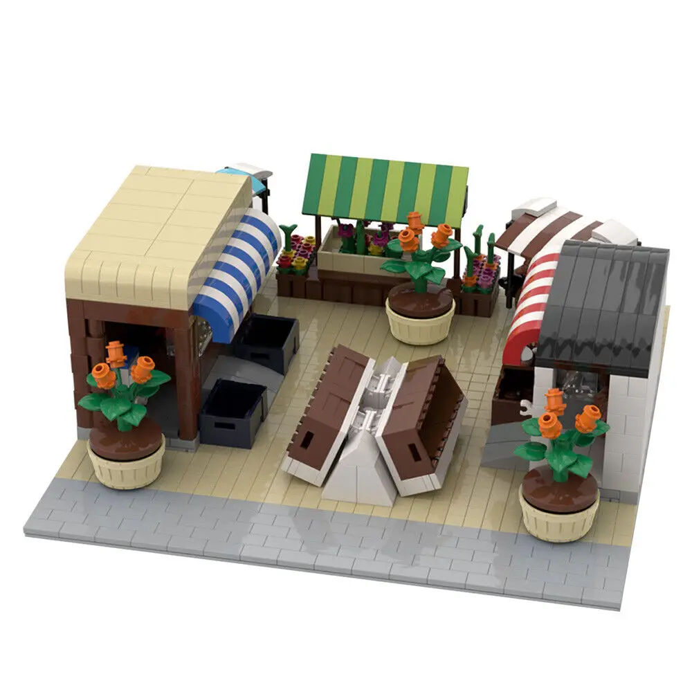 Modular Building Market Stall for City Building Toys 1603 Pieces MOC Build