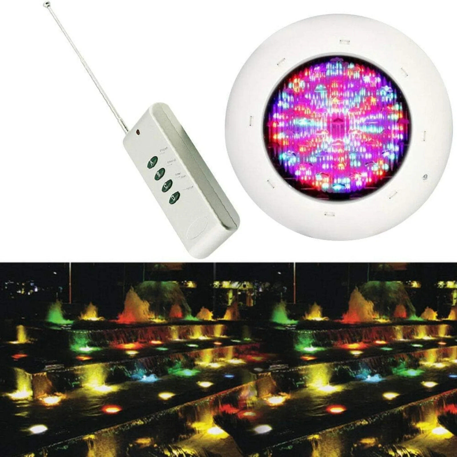 36W RGB LED Pool Light, 12V Remote Control Swimming Pool  Wall Mounted Light IP68 Waterpoof Underwater Light