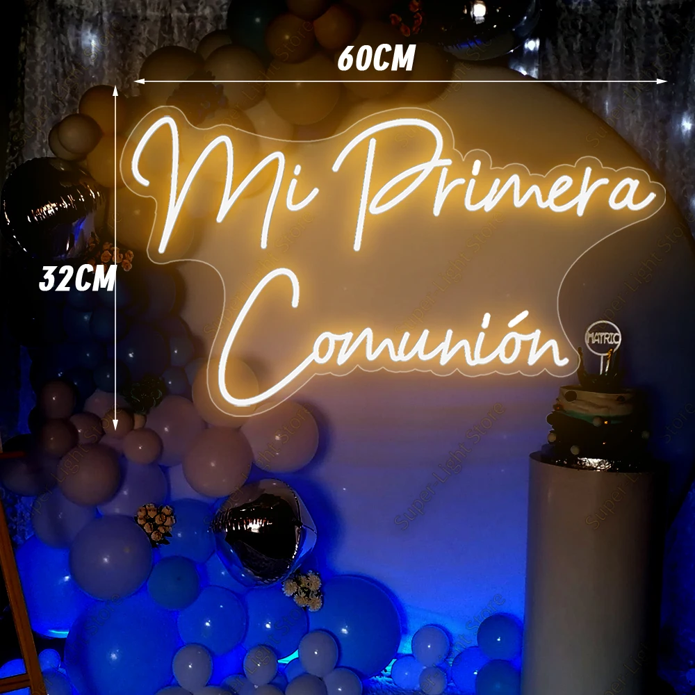 

60x32cm Led Mi Primera Comunión Sign Spanish Neon Light Sign Neon Wedding Party Decor Room Decor Siempre Juntos LED Neon Signs