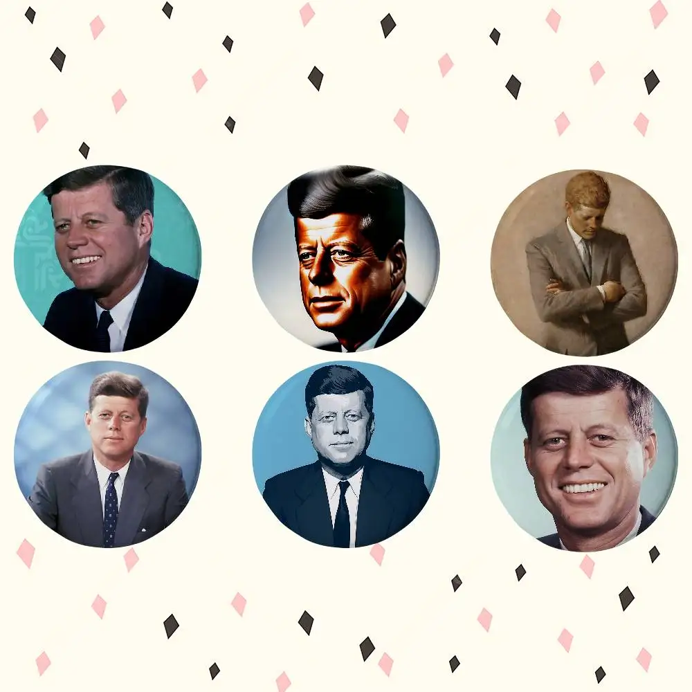J-John K-Kennedys Premium Tinplate Round Lapel Pins: Cute Badge Brooches For Shoulder Bag Accessories, Souvenir Gifts