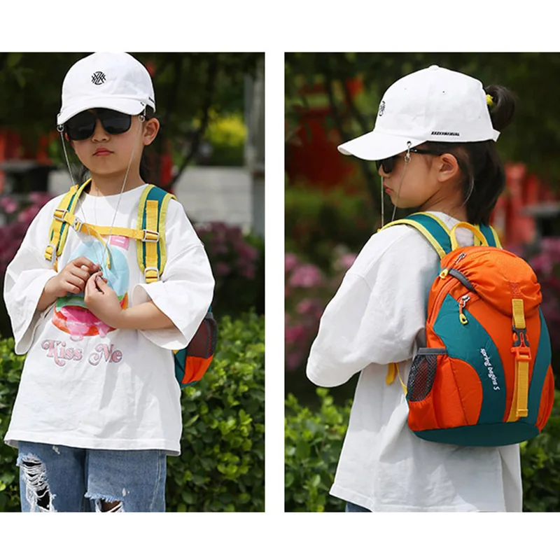 

Outdoor hiking backpack nylon light waterproof children color matching backpack kindergarten students schoolbag