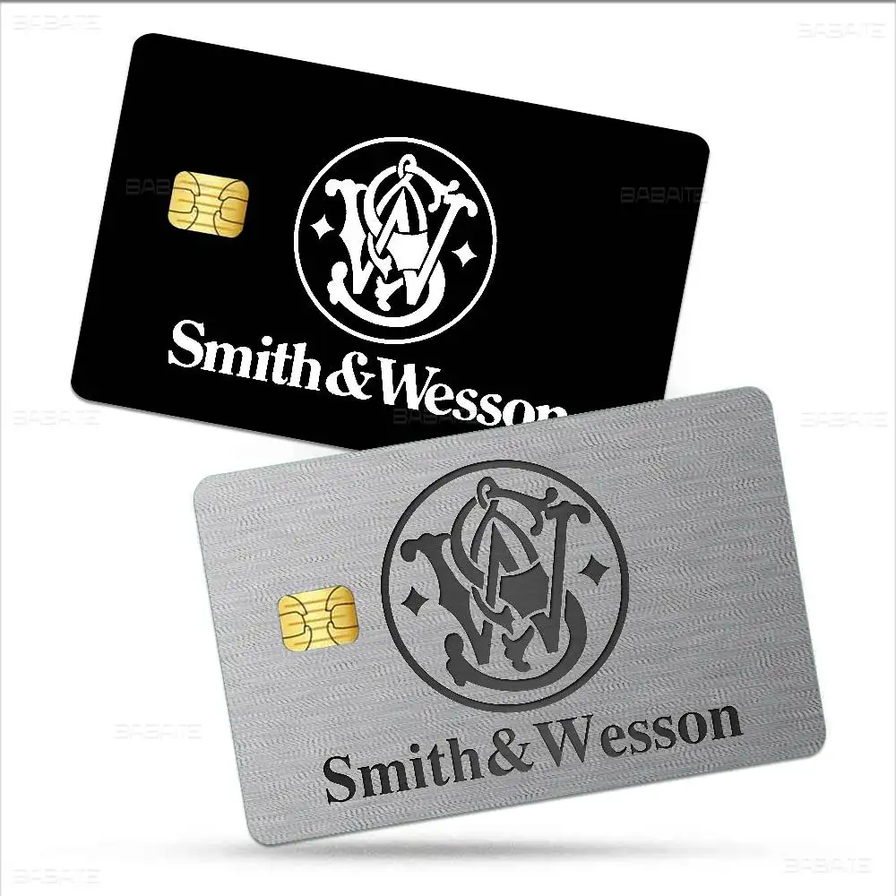 GUN Smith Wesson Anime Spend or Save Funny Shell On Off Ultra Thin No Fade Sticker Skin Cover Film for Debit Credit Card