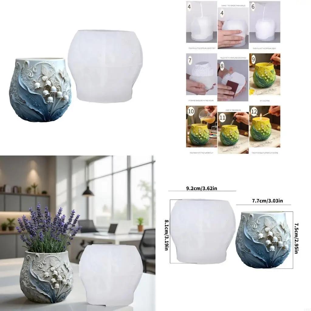 195C Detailed Silicone Floral Butterfly Mold For Making Decorative Planter Resin Jewelry Dishes And Artistic Cement Creations