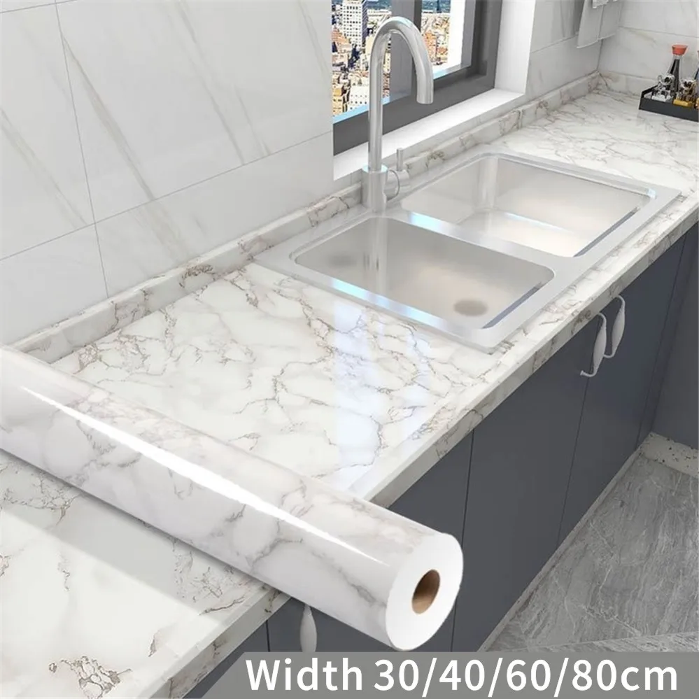 

80cm Large Size New Kitchen Bathroom Furniture Waterproof Sticker PET Aluminum Foil Self Adhesive Removable Anti-dirty Wallpaper