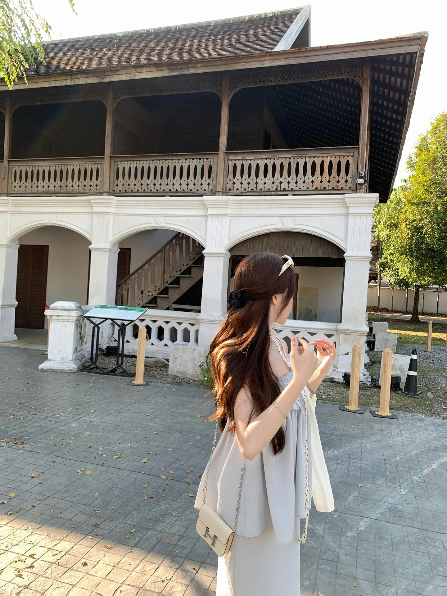 

Cute Ja Bean Knot Two Tone Lacey Bell Bot Skirt Set Slimming Fi Tail Top with Strap Faionable Women's Two Piece Suit