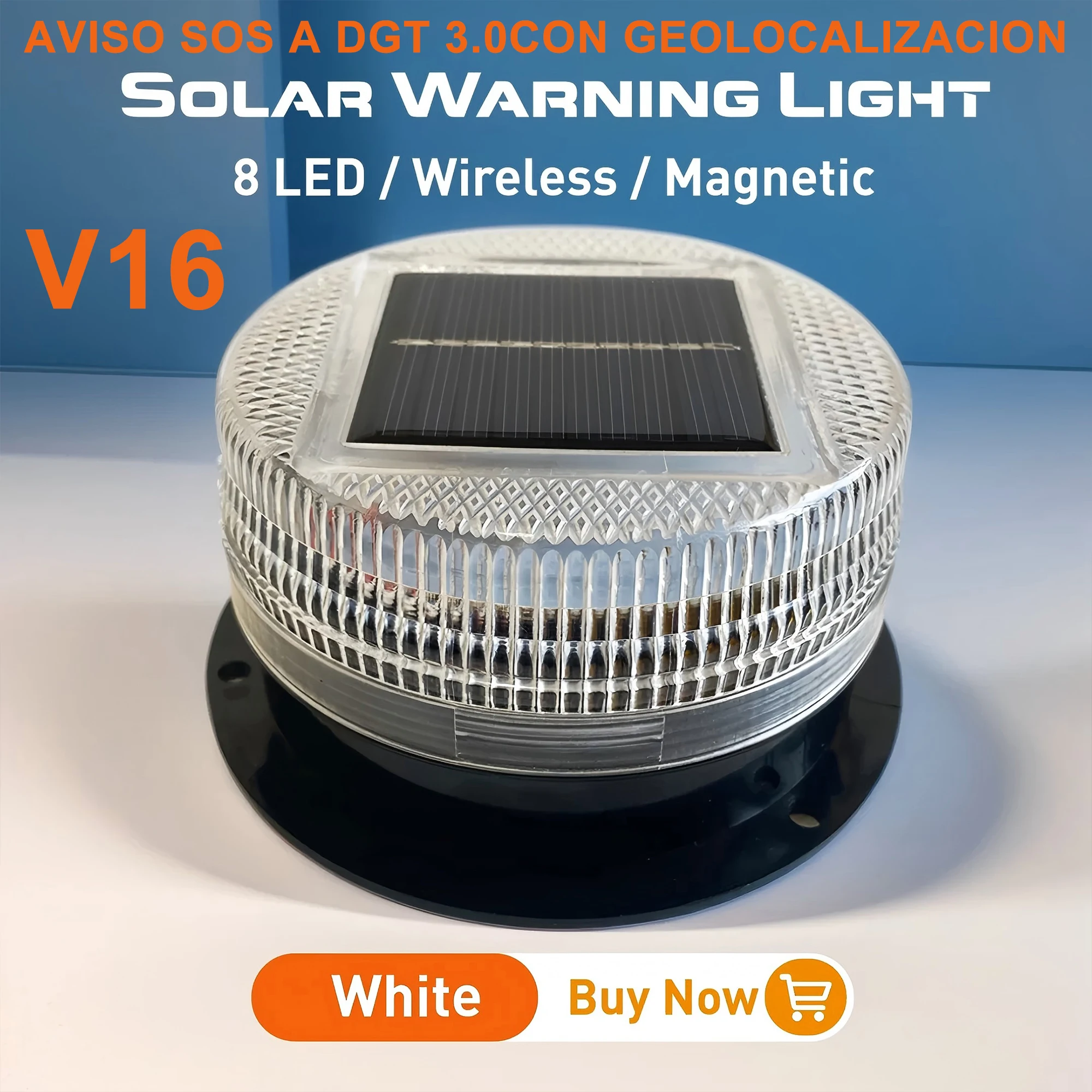 

V16 Car Emergency Light with Geolocation, DGT Approved Beacon for Vehicles,Waterproof,integrated SIM data plan valid until 2038