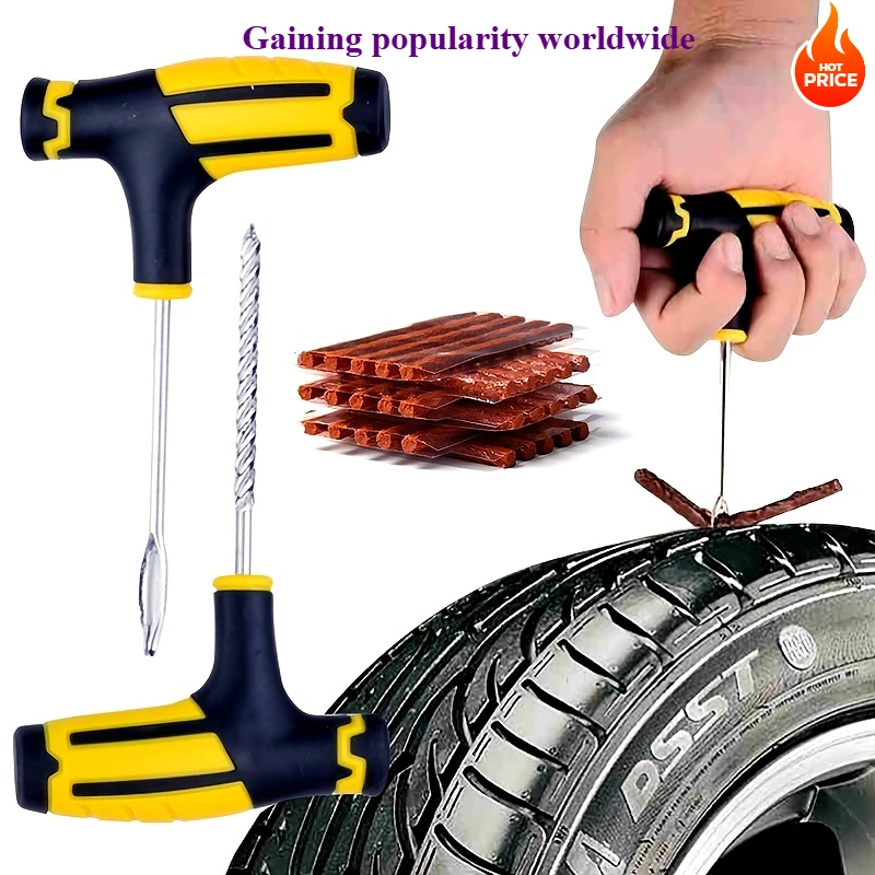 

Complete Tire Repair Kit for Car & Motorcycle - Puncture Fix Tools with Plug Patches, Easy DIY Tire Replacement Kit