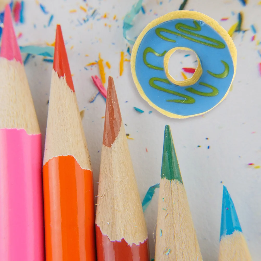 24 قطعة من ممحاة الدونات الممتعة - ممحاة صغيرة صديقة للواجبات المنزلية في المدارس تستخدم تصميمًا مدمجًا مع فتحة للتلميذ السائبة على شكل قلم رصاص