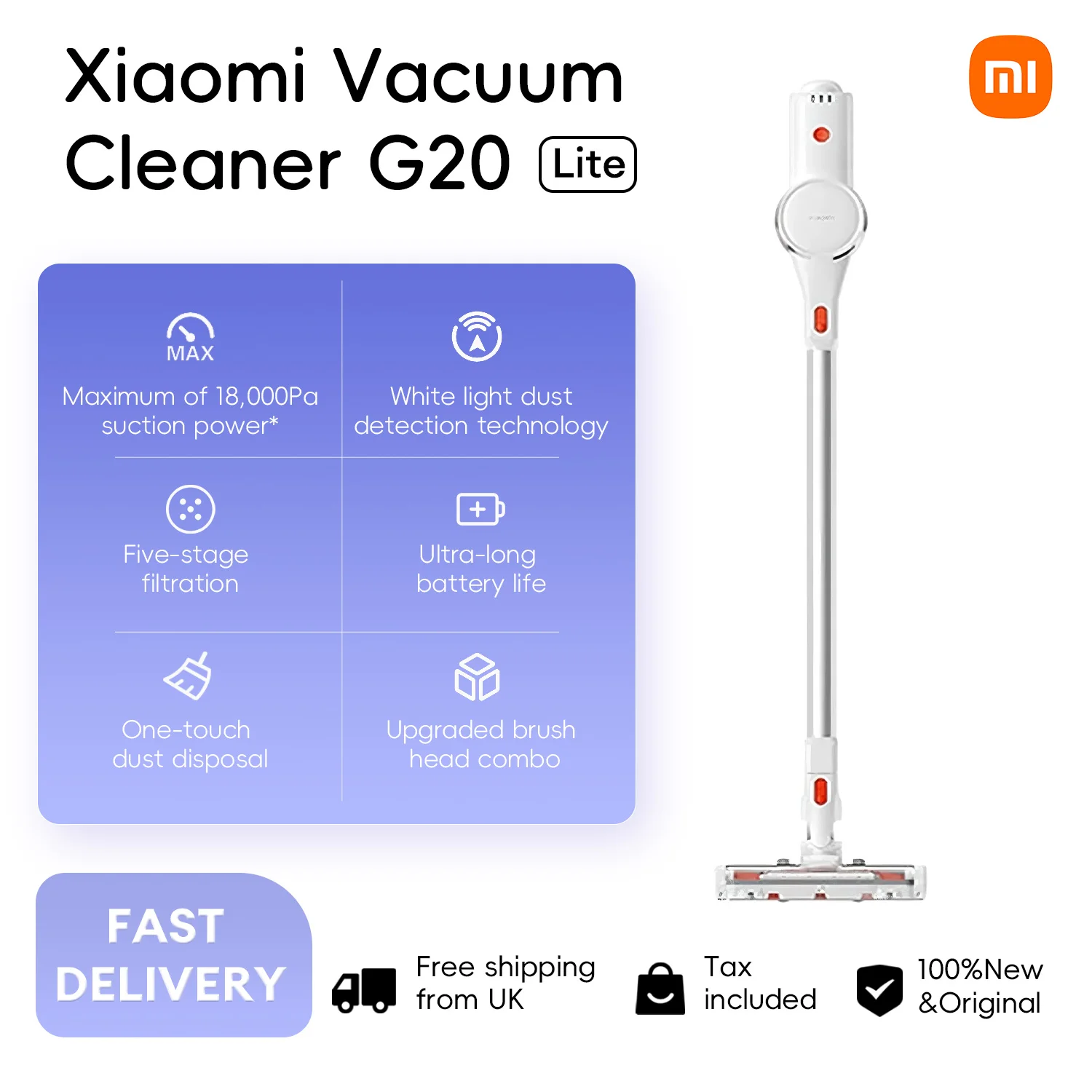 Xiaomi Vacuum Cleaner G20 Lite Mijia Wireless Hand-Held Strong Suction Long Battery Life Searchlight Dust Removal Mite Suction
