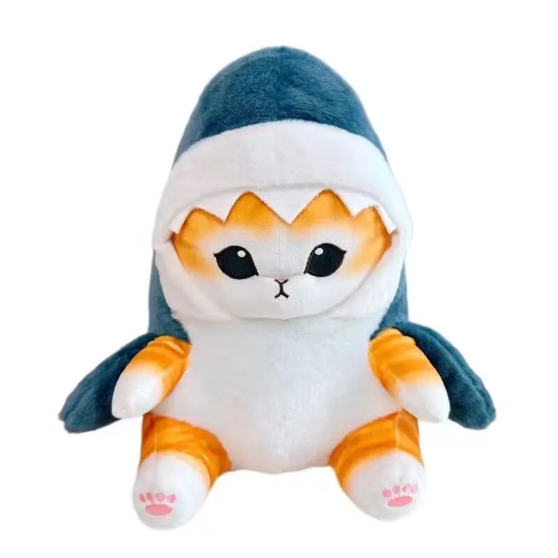 20CM Kawaii Shark Cat Plush Soft Plush Stuffed Animal Shark Cat & Fool Plushies Doll Cute Peluche Kids Birthday Gift Home Decro