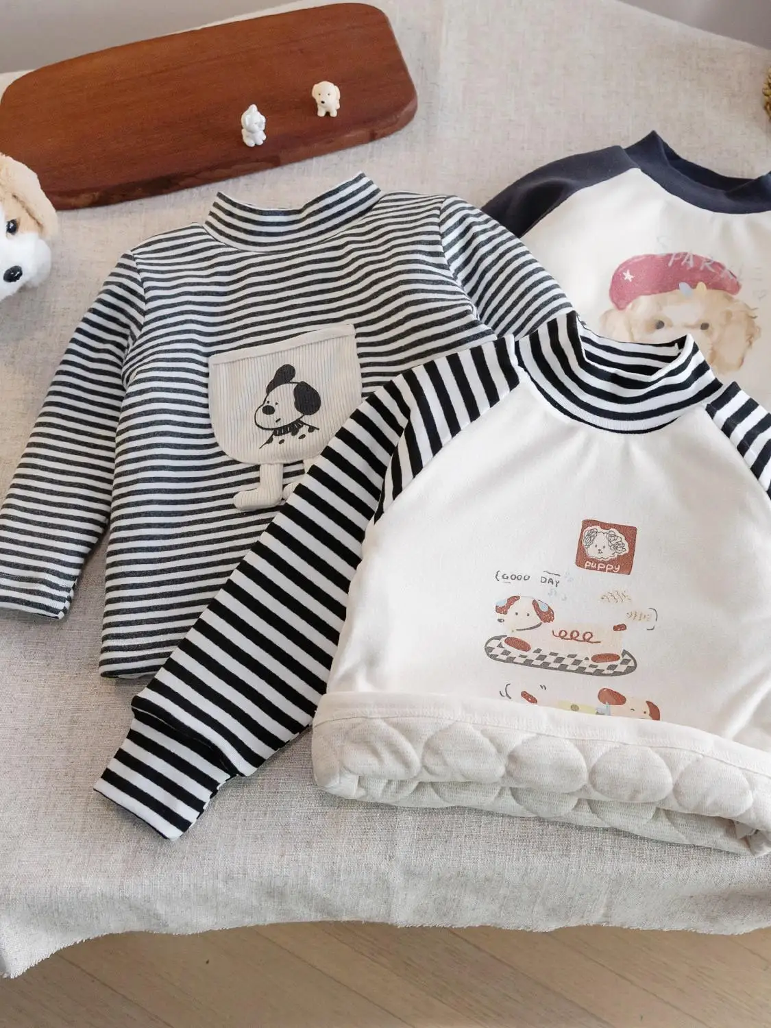 

Baby Girl Long Sve Base irt Casual Korean Sle Children's Faion oulder Insert Warm Thi Cotton Top for Winter