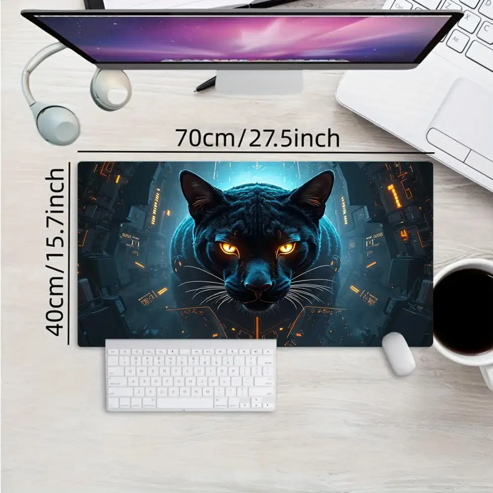 Tapis de souris chat noir, design animal Tech-Savvy, tapis de bureau antidérapant en caoutchouc, accessoire de jeu, parfait pour ordinateur portable, utilisation au bureau à domicile