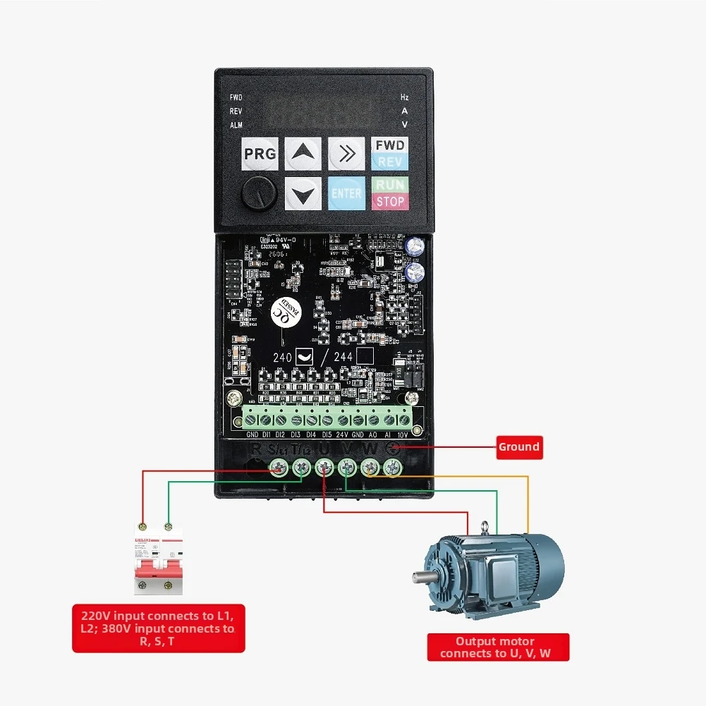 Three Phase Motor Controller for vfd 380V 3 Phase Remote Control Capability Oversized Heat Sinks Low-noise Cooling Fan