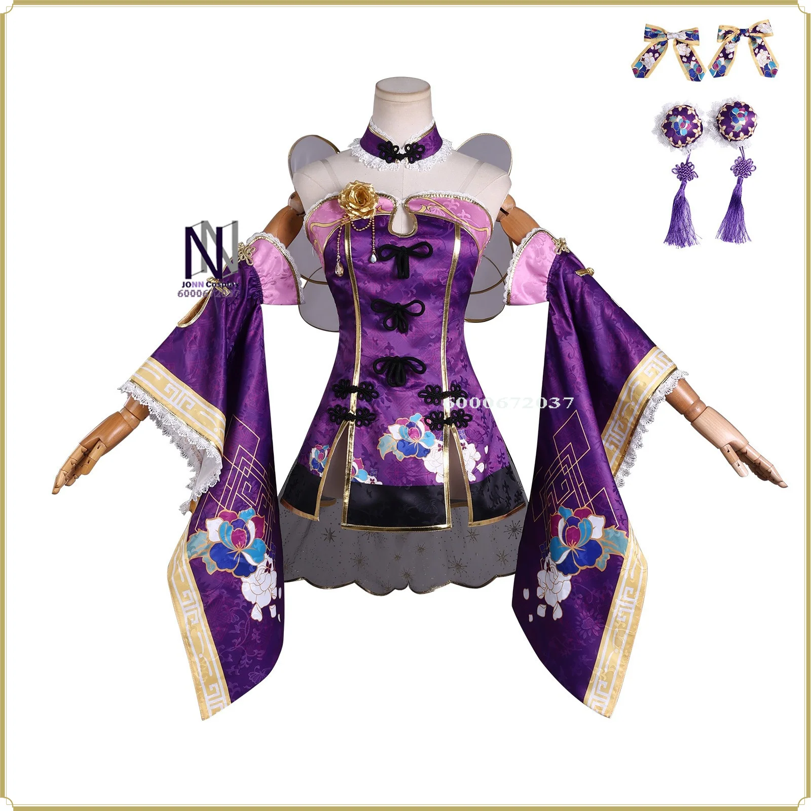 

High Quality Full Set Anime Character Mari Ohara Cosplay Costume - Women's Purple Cheongsam Awakening Style Anime Outfit suit